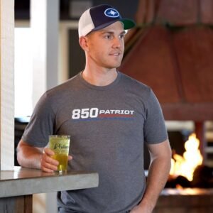 Men's Short-Sleeve 850 Patriot Graphic Tee with Logo, Gray