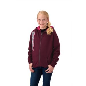 Youth Girl's Full-Zip Hoodie Sweatshirt, Berry