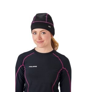 Women's Tech Mesh Beanie with Metallic Tag, Black