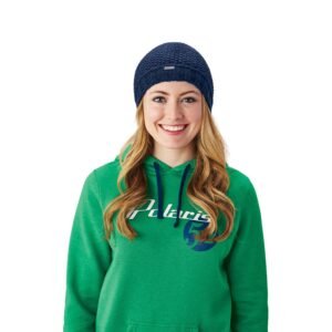 Women's Seed Stitch Beanie with Pom Pom, Navy